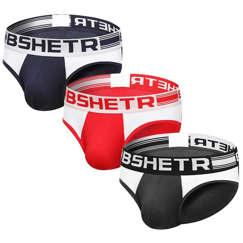 BSHETR Men's Underwear Briefs 3-Pack Cotton Low Rise Multi Color Soft Underpant (Multi(3-Pack), Medium 28"-30",71cm-76cm) - Image 1